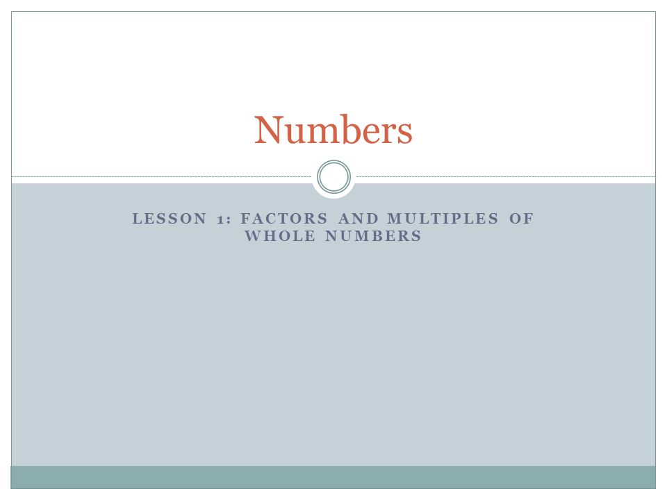 Lesson 1: Factors and Multiples of Whole Numbers