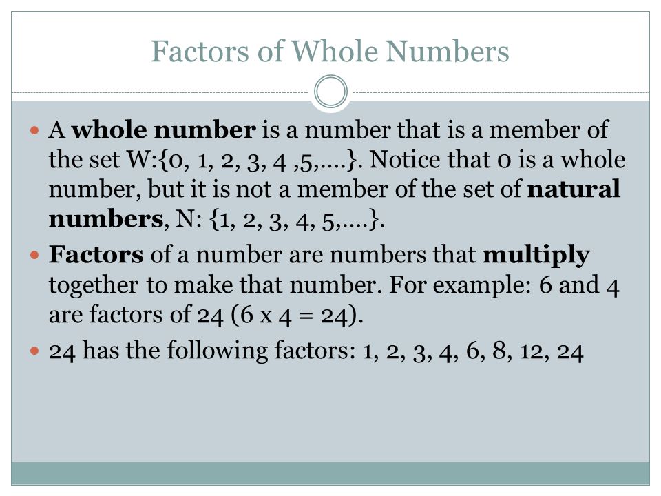 Factors of Whole Numbers