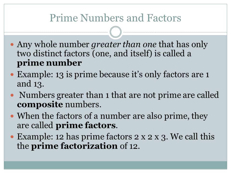 Prime Numbers and Factors