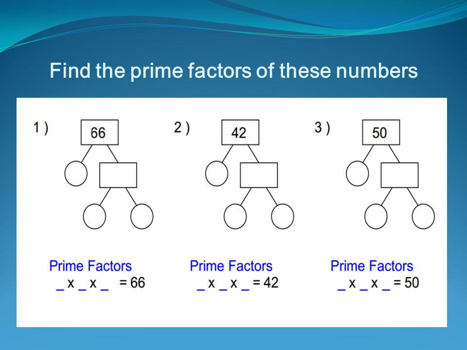 Find the prime factors of these numbers