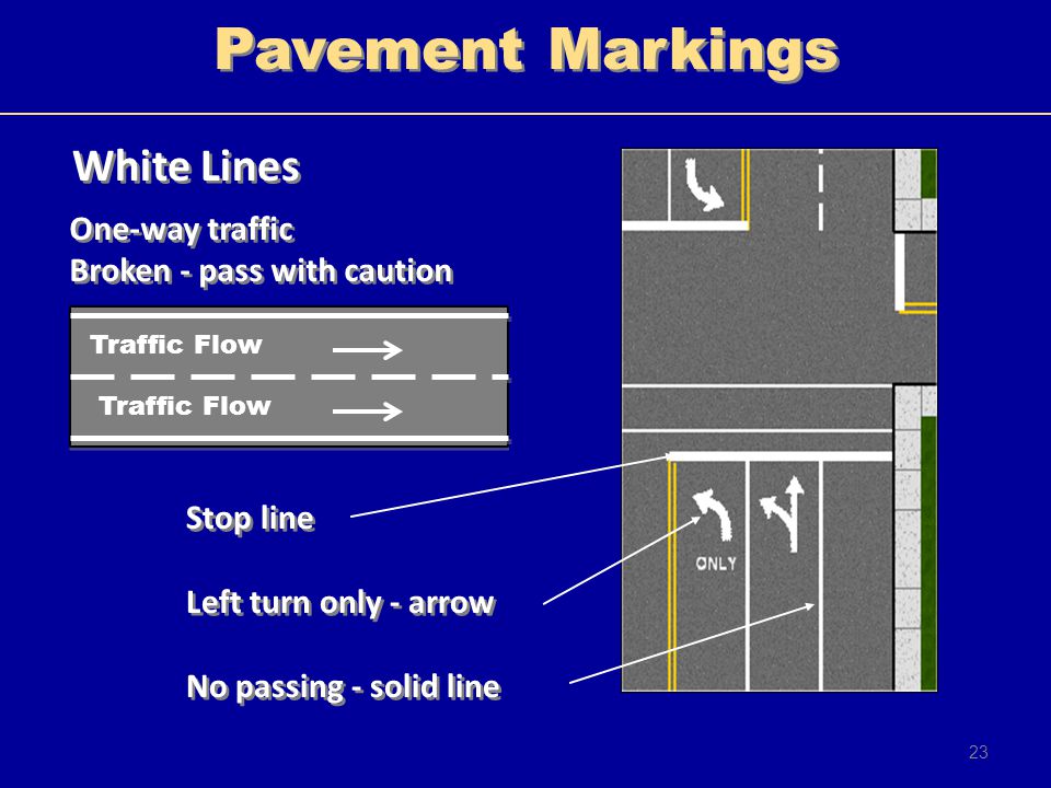 Pavement Markings White Lines One-way traffic
