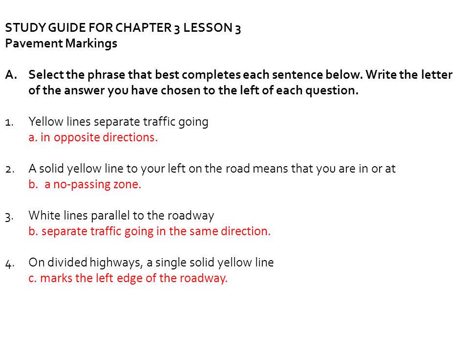 STUDY GUIDE FOR CHAPTER 3 LESSON 3