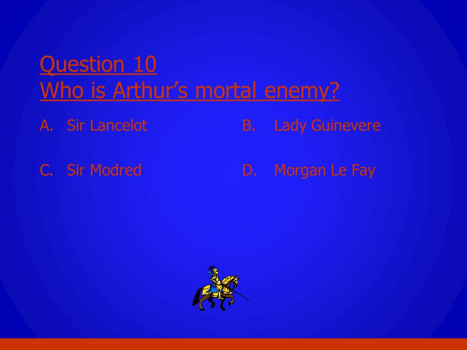 Question 10 Who is Arthur’s mortal enemy