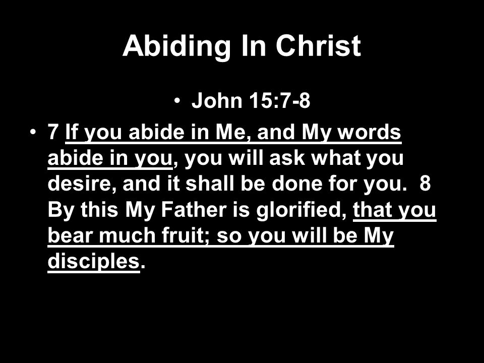 Abiding In Christ John 15:7-8