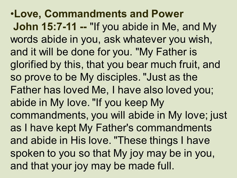 Love, Commandments and Power