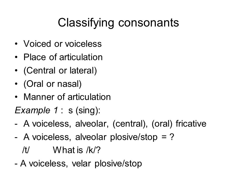 Classifying consonants