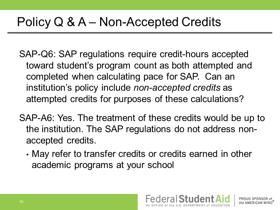 Policy Q & A – Non-Accepted Credits
