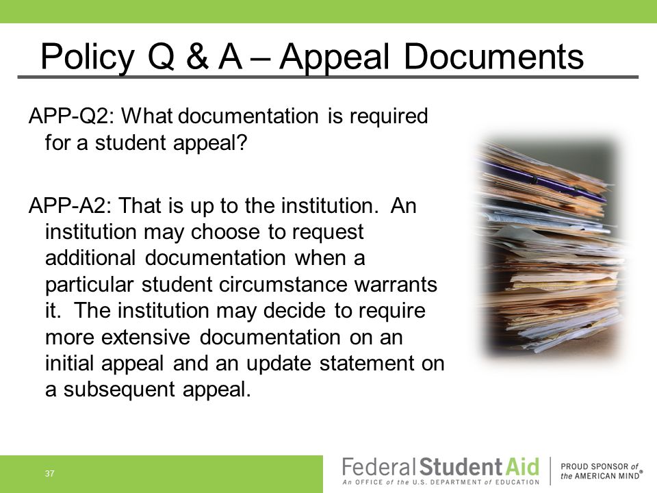 Policy Q & A – Appeal Documents