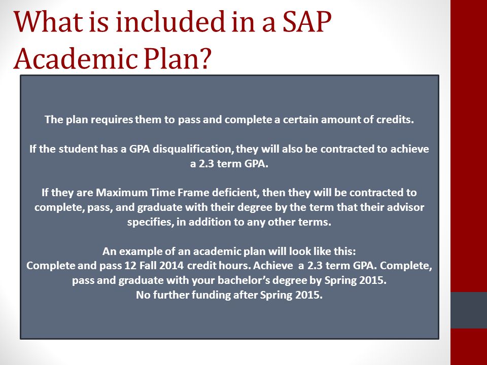 What is included in a SAP Academic Plan