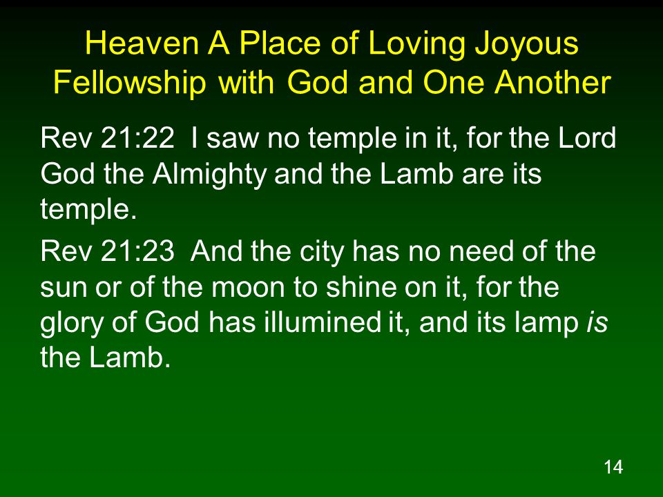 Heaven A Place of Loving Joyous Fellowship with God and One Another