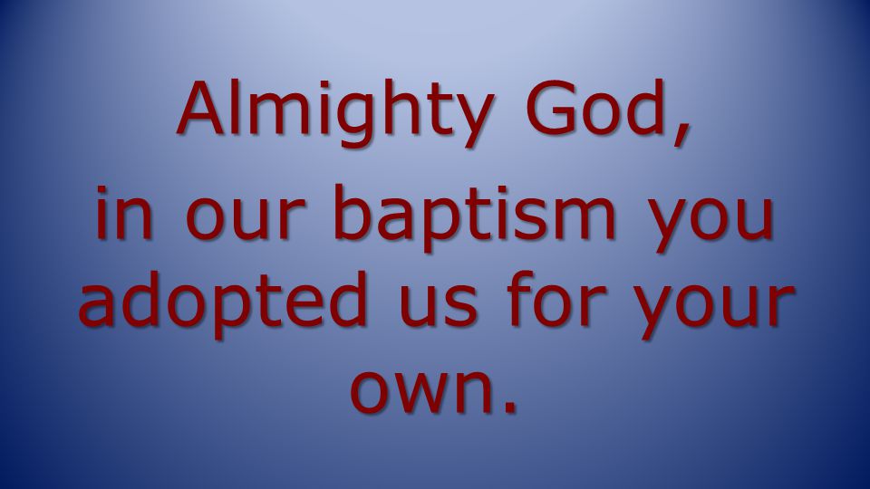 Almighty God, in our baptism you adopted us for your own.