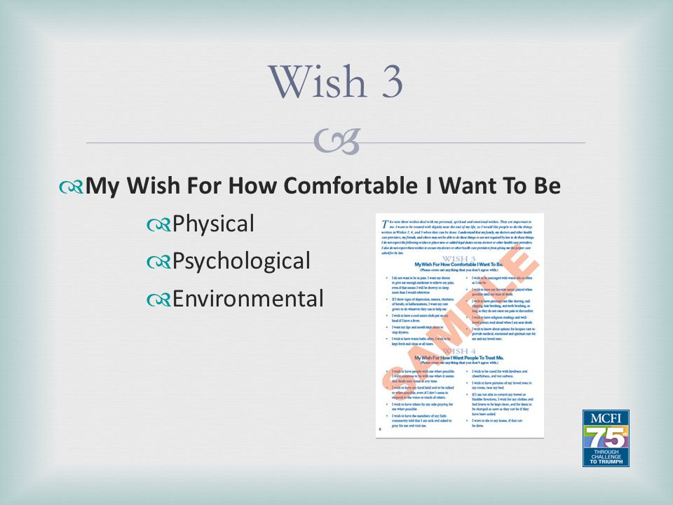Wish 3 My Wish For How Comfortable I Want To Be Physical Psychological