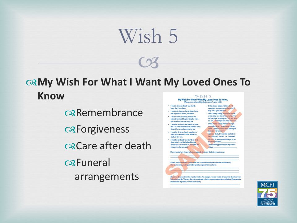 Wish 5 My Wish For What I Want My Loved Ones To Know Remembrance