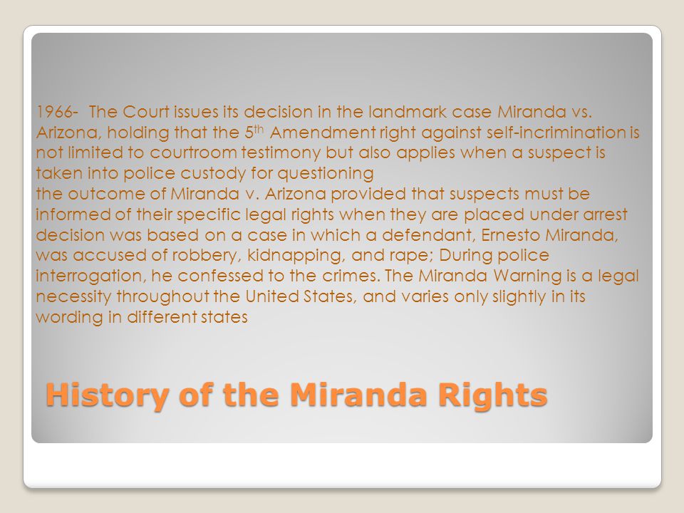 History of the Miranda Rights