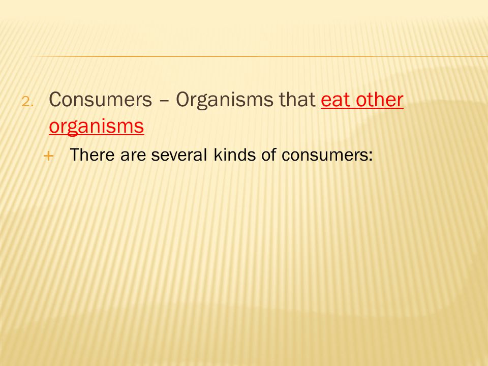 Consumers – Organisms that eat other organisms