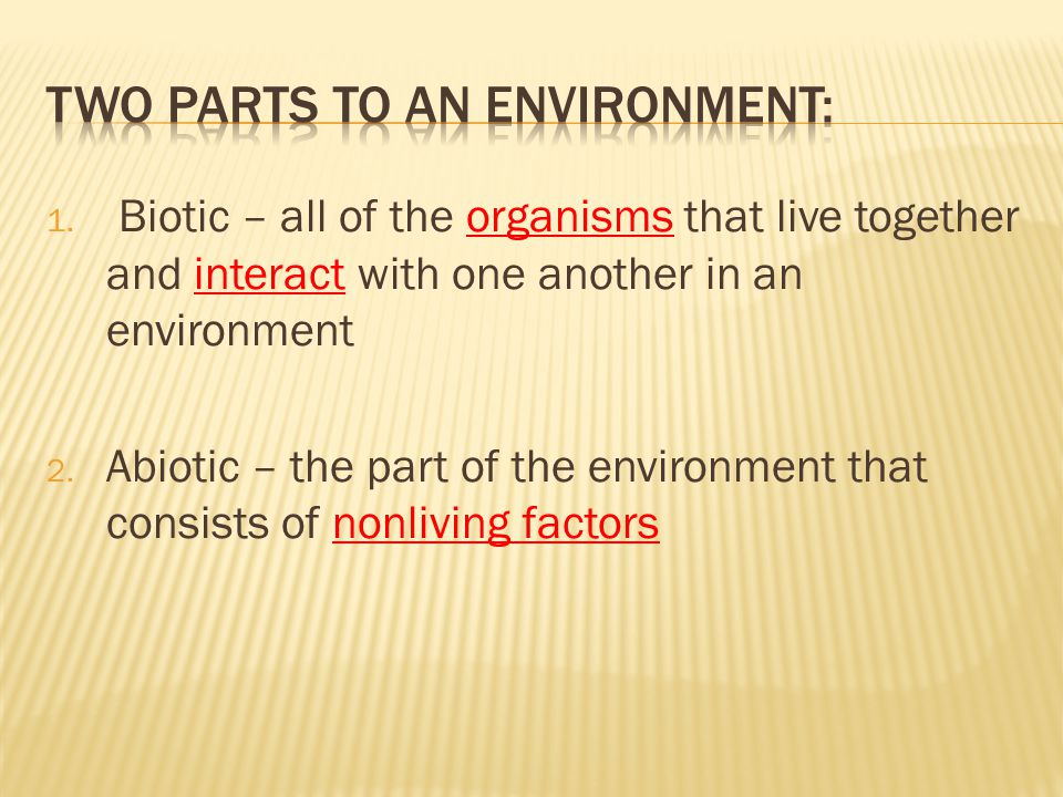 Two Parts to an Environment: