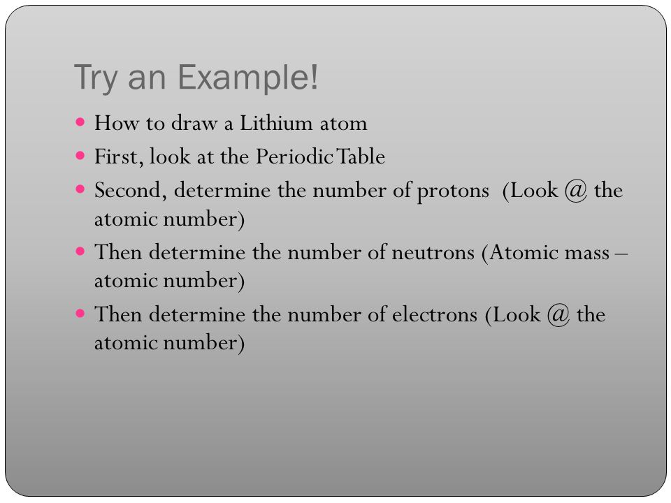 Try an Example! How to draw a Lithium atom