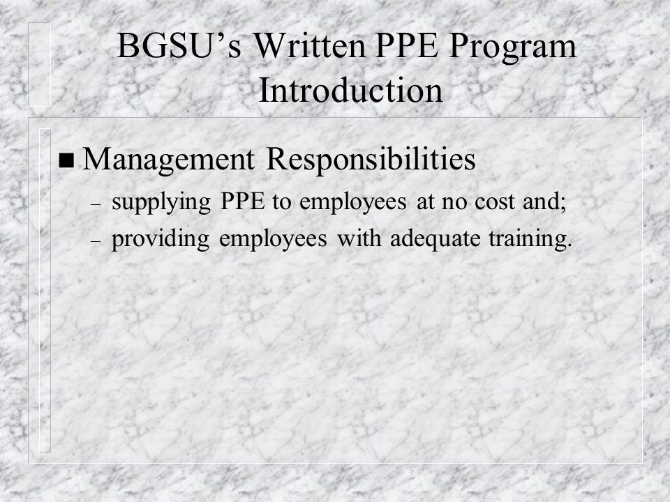 BGSU’s Written PPE Program Introduction