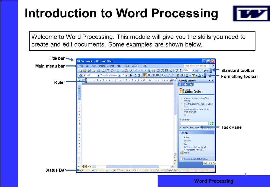 Introduction to Word Processing