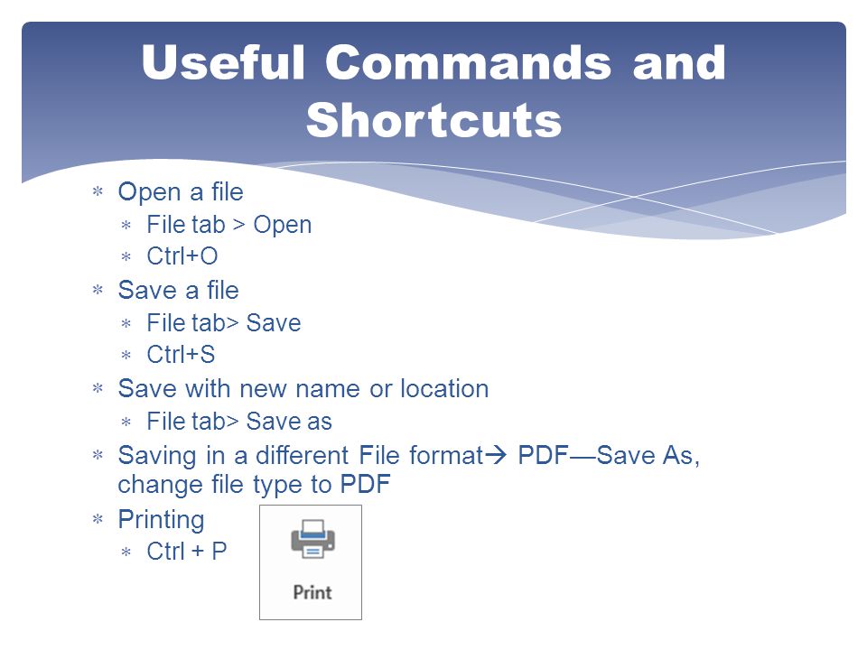 Useful Commands and Shortcuts
