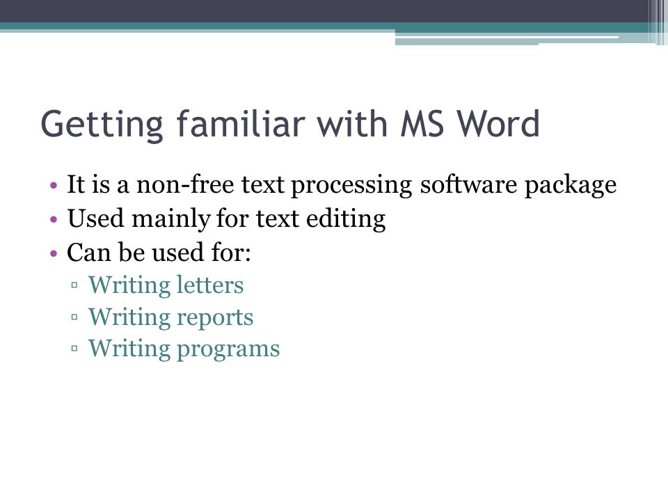 Getting familiar with MS Word