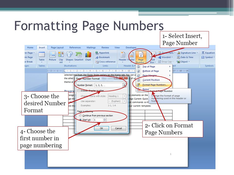 Formatting Page Numbers