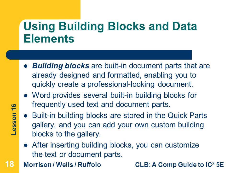 Using Building Blocks and Data Elements