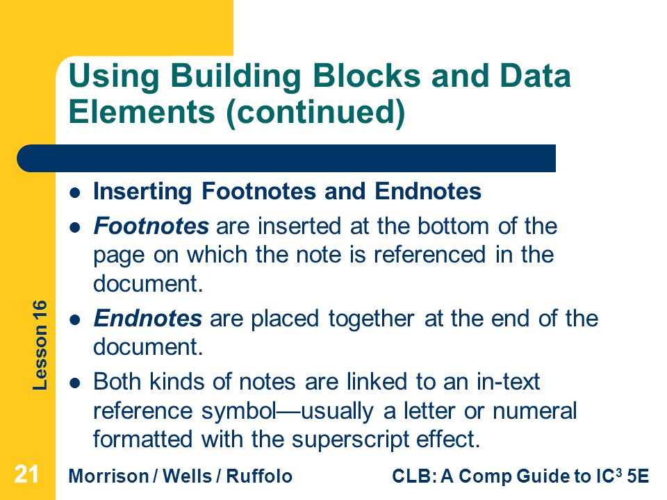 Using Building Blocks and Data Elements (continued)