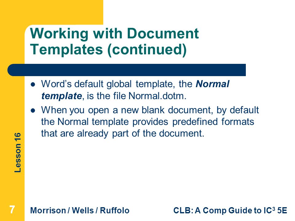 Working with Document Templates (continued)