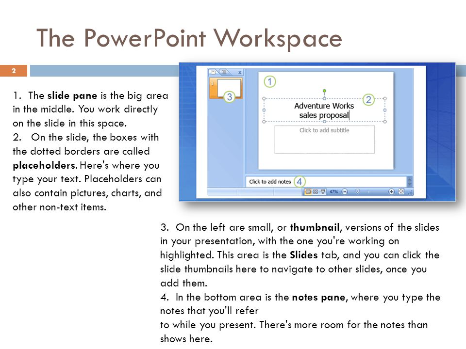 The PowerPoint Workspace