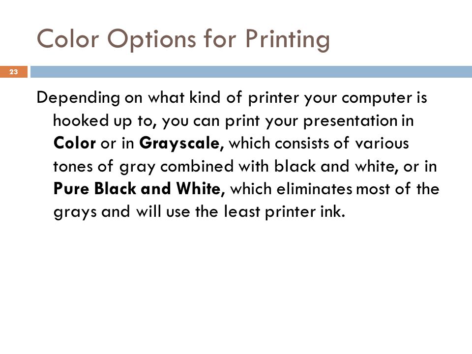 Color Options for Printing