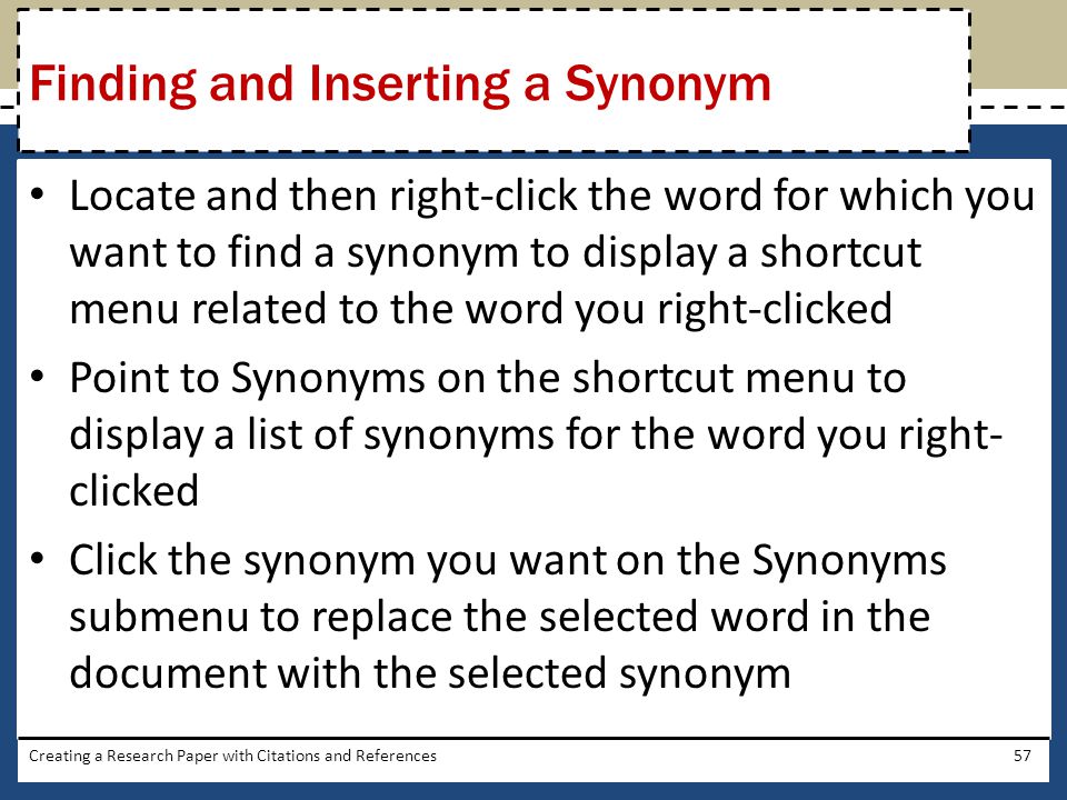 Finding and Inserting a Synonym