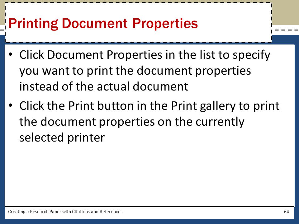 Printing Document Properties