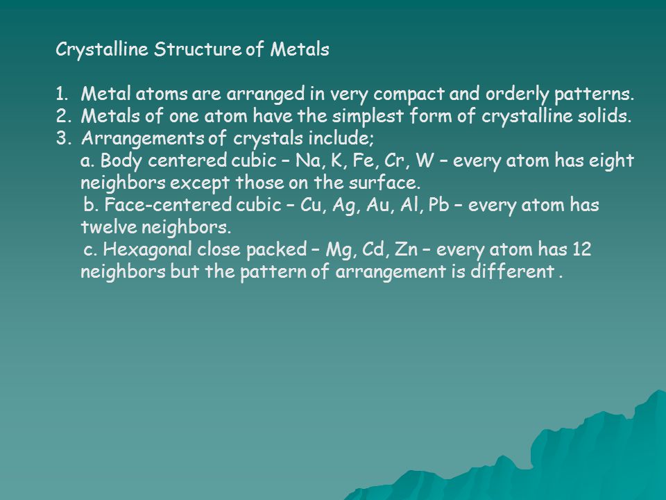 Crystalline Structure of Metals
