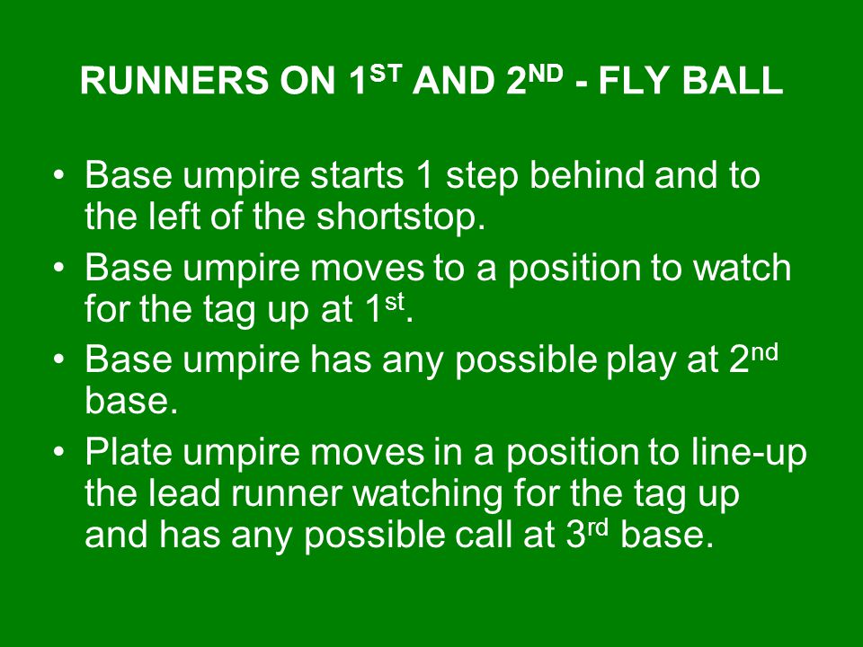 RUNNERS ON 1ST AND 2ND - FLY BALL