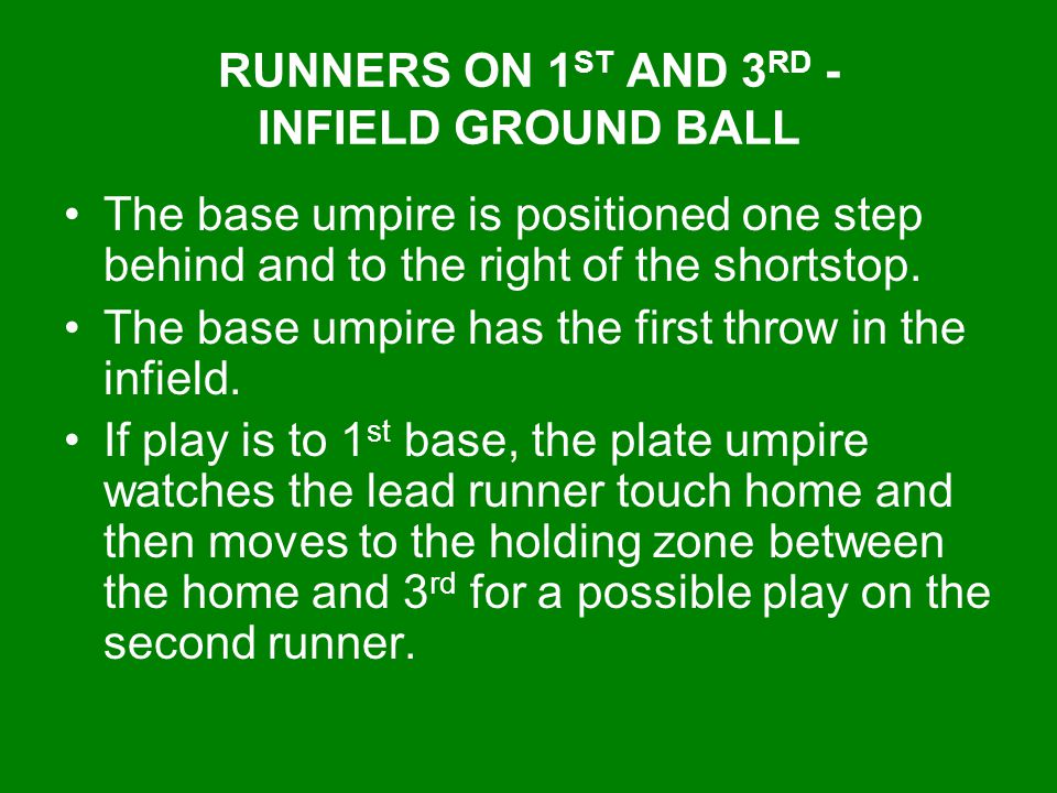 RUNNERS ON 1ST AND 3RD - INFIELD GROUND BALL