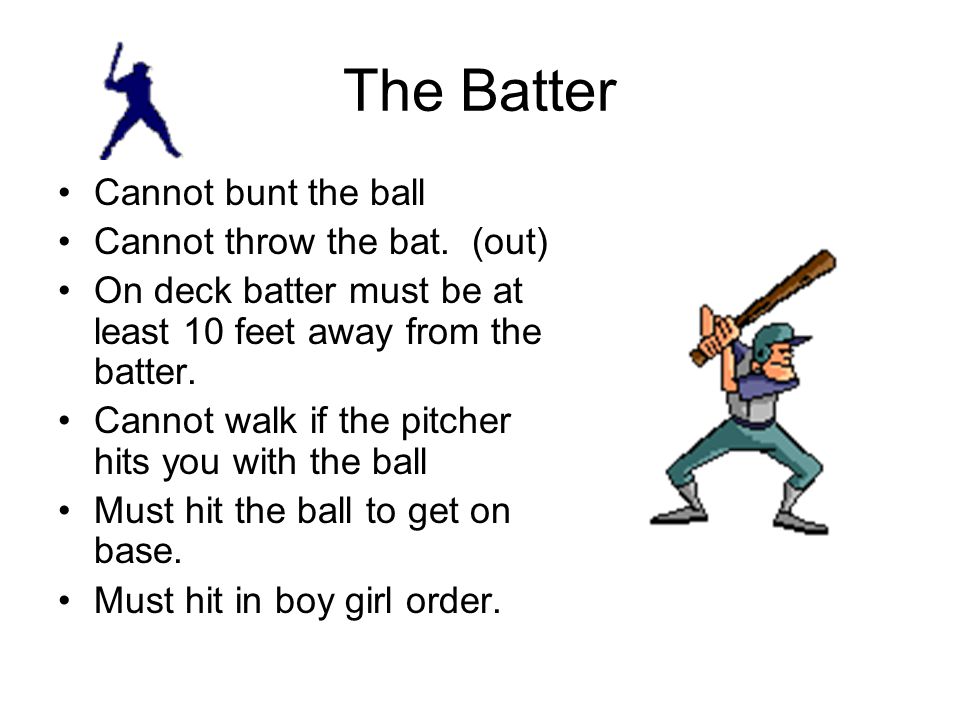 The Batter Cannot bunt the ball Cannot throw the bat. (out)