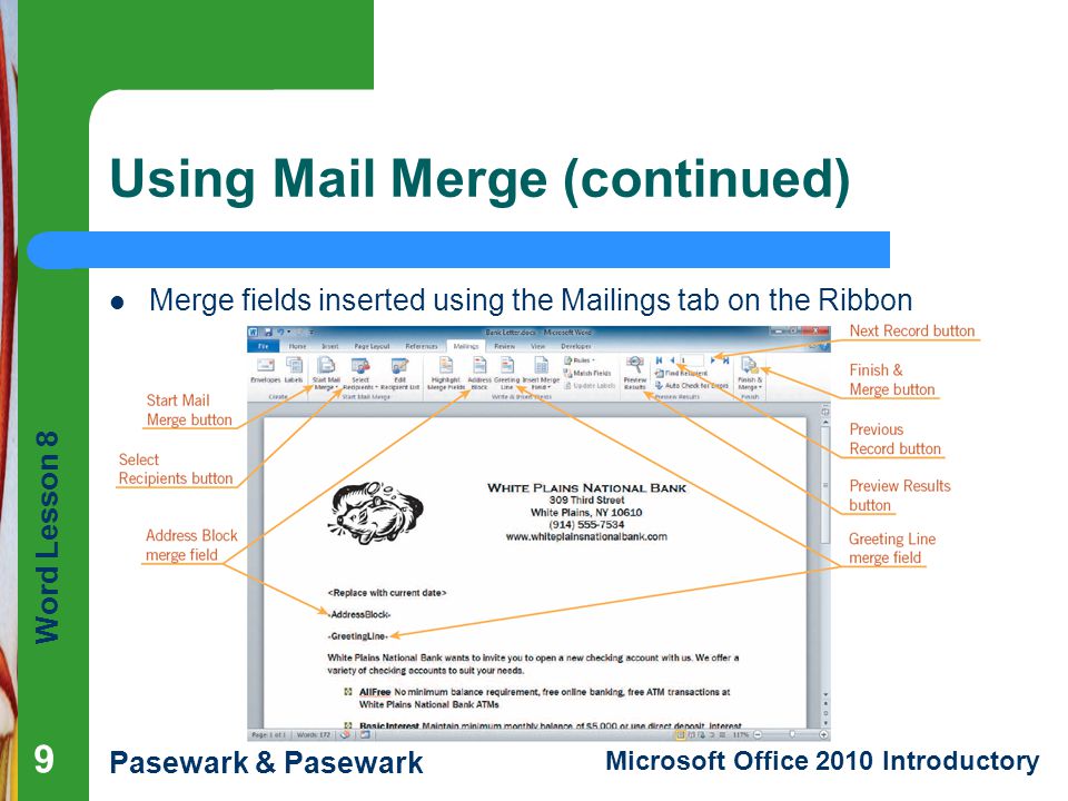 Using Mail Merge (continued)
