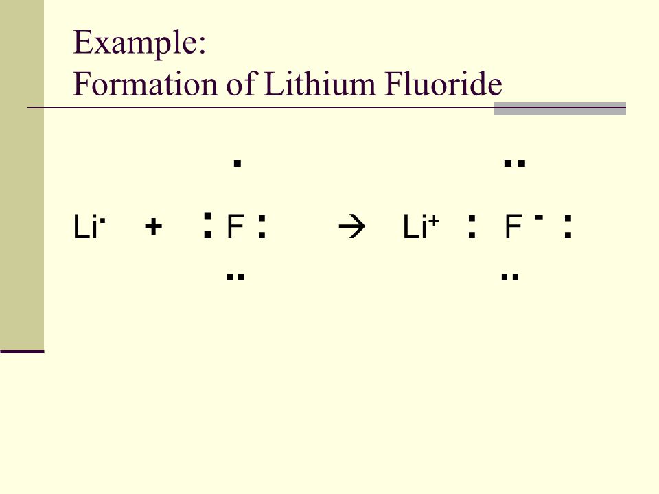 Example: Formation of Lithium Fluoride