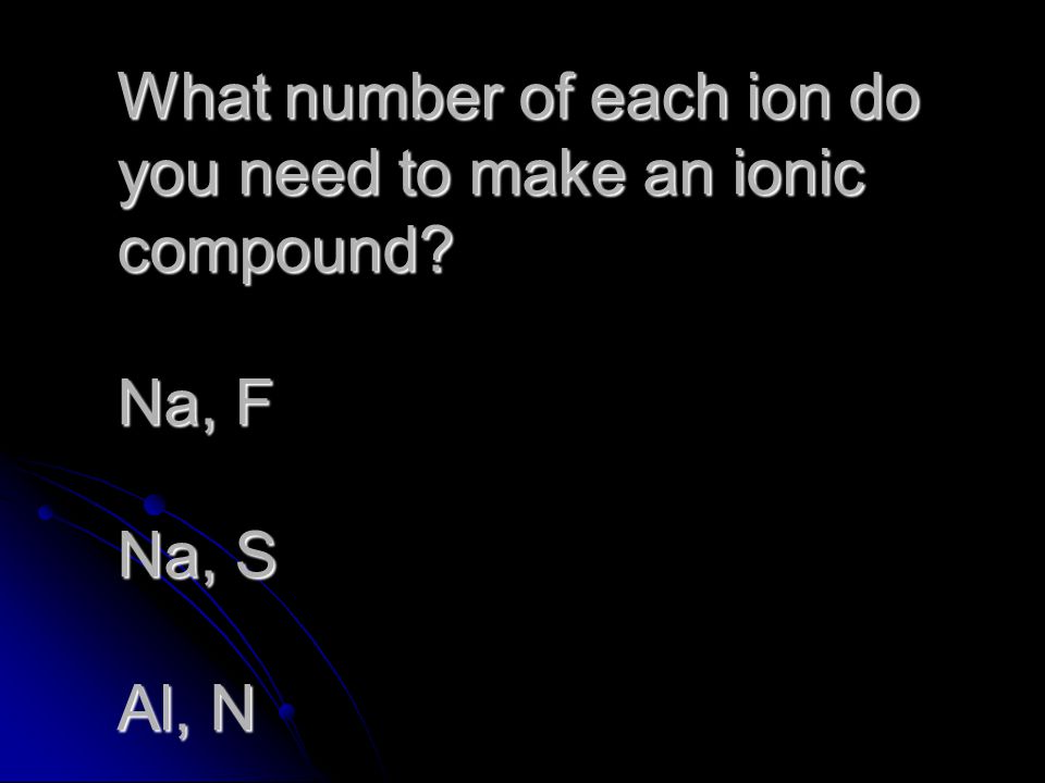 What number of each ion do you need to make an ionic compound