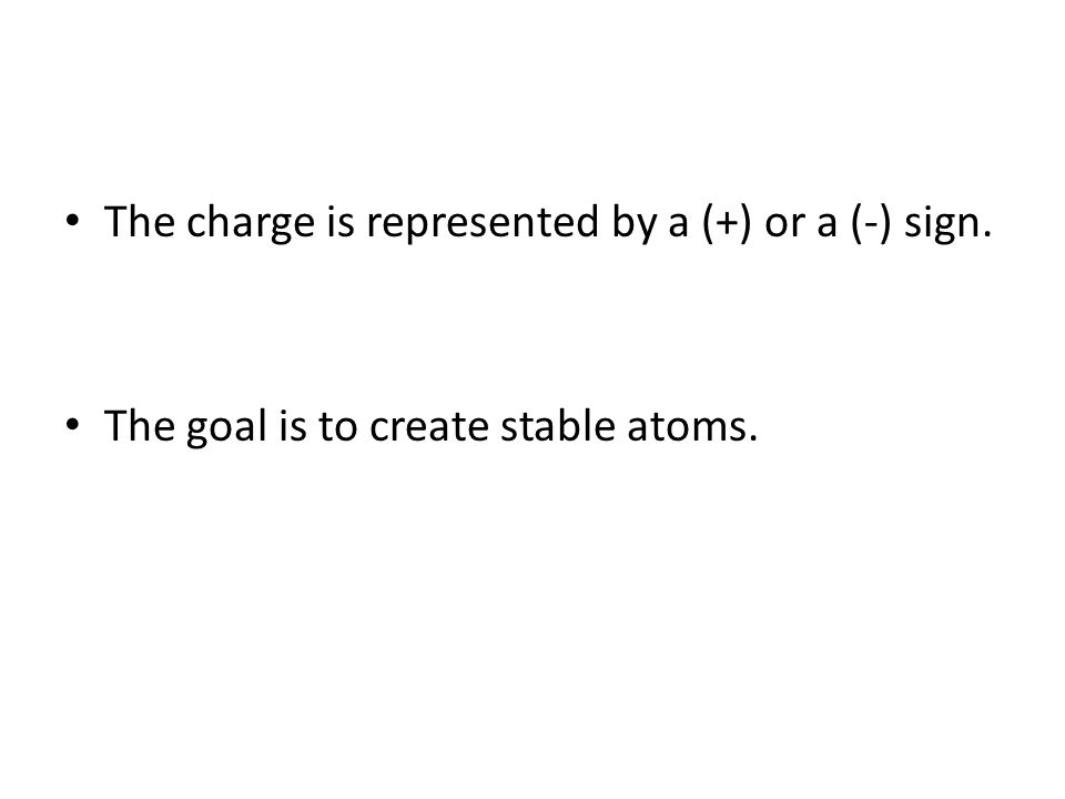 The charge is represented by a (+) or a (-) sign.