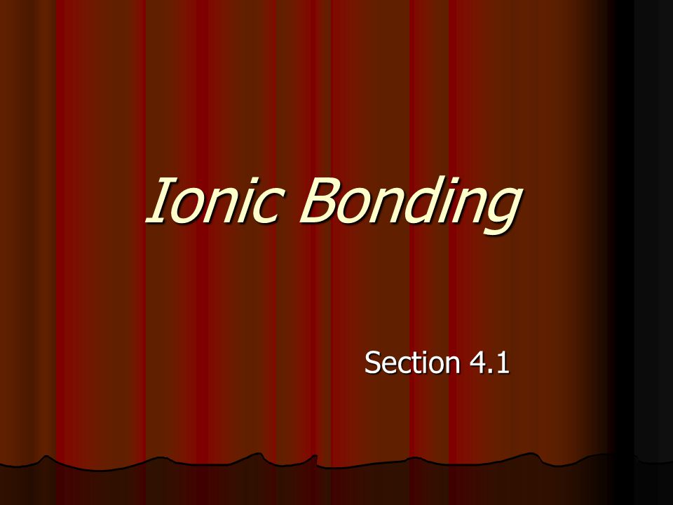 Ionic Bonding Section 4.1