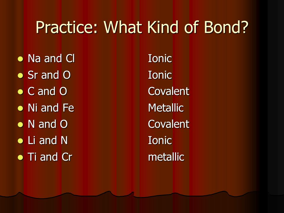 Practice: What Kind of Bond