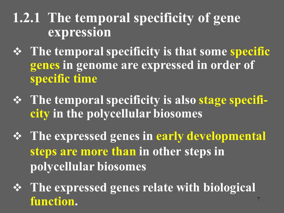 1.2.1 The temporal specificity of gene expression