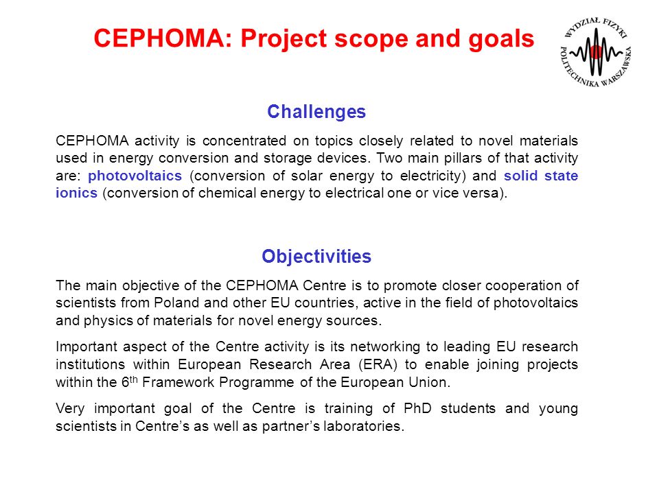 CEPHOMA: Project scope and goals