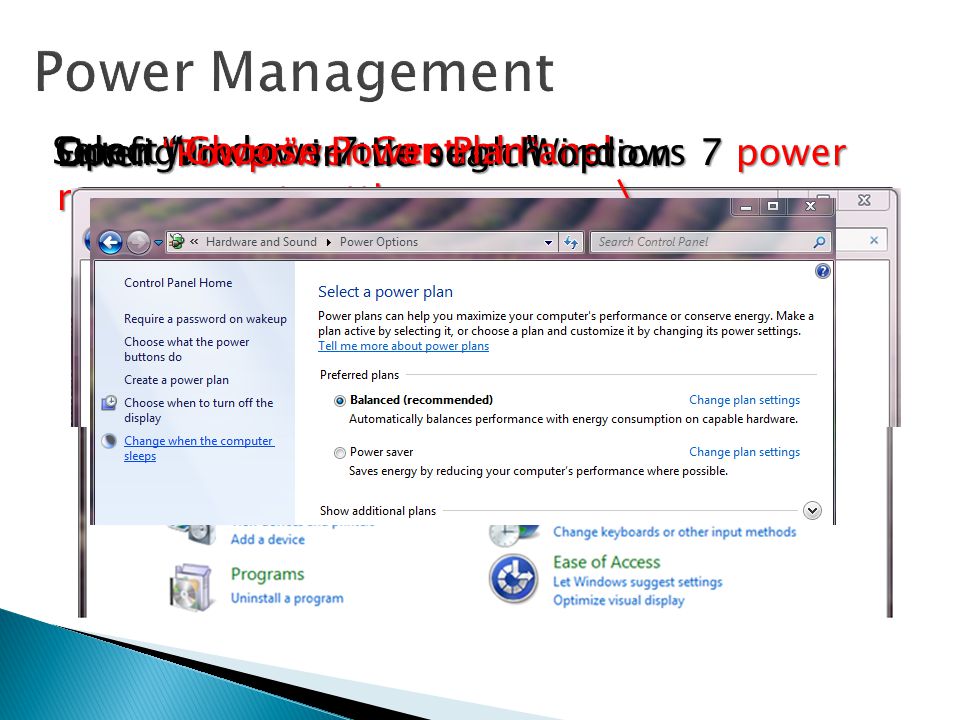 Power Management Open Windows 7 Control Panel