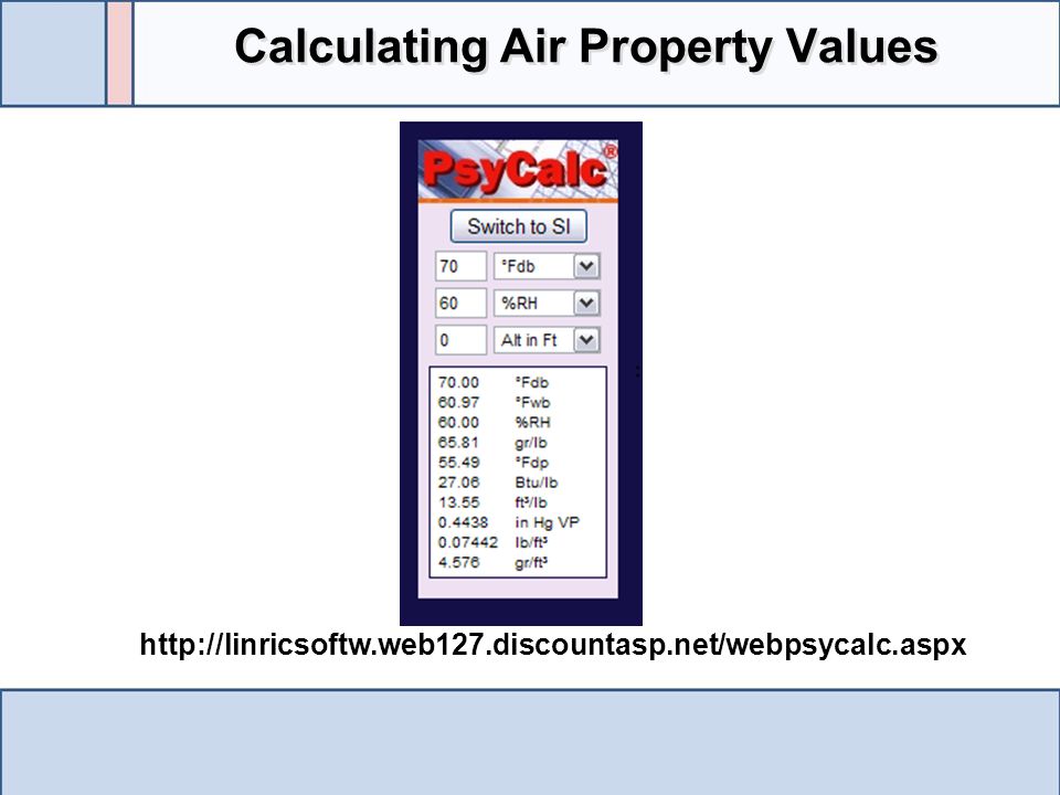 Calculating Air Property Values