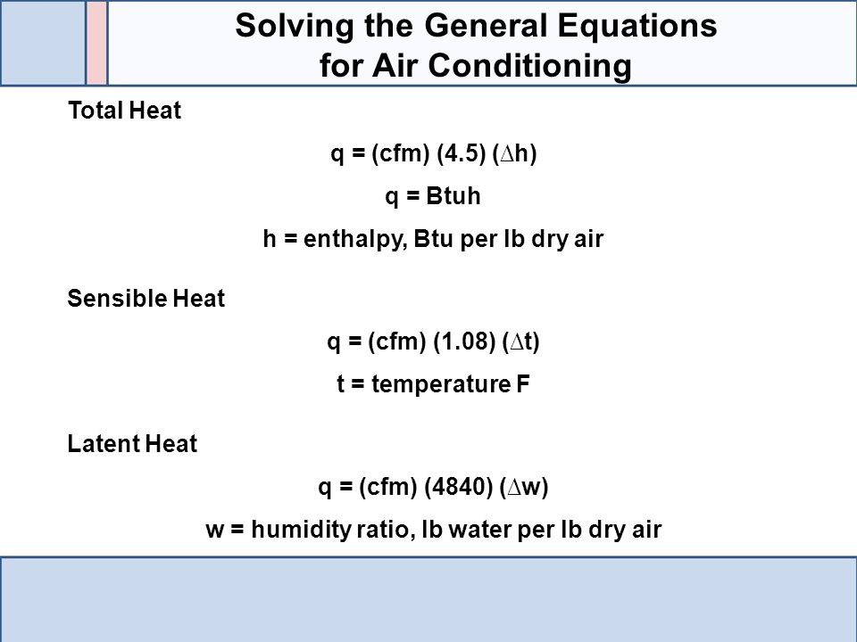 Solving the General Equations for Air Conditioning