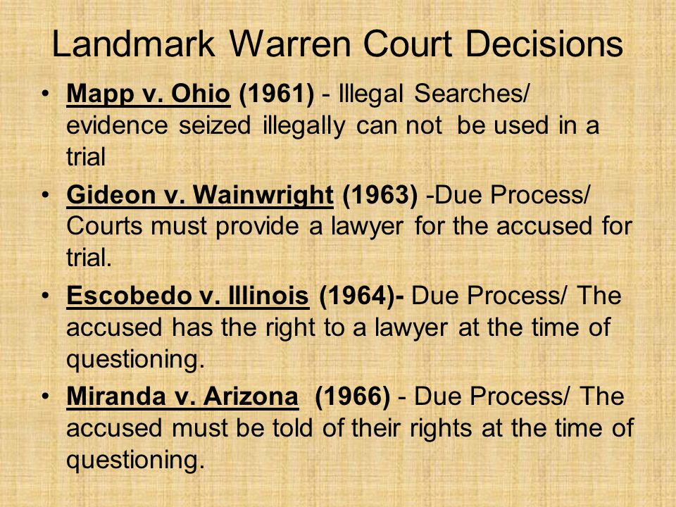 Landmark Warren Court Decisions