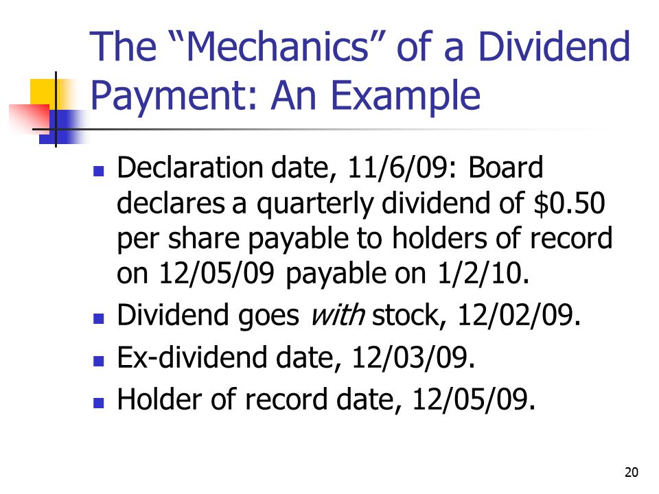 The Mechanics of a Dividend Payment: An Example